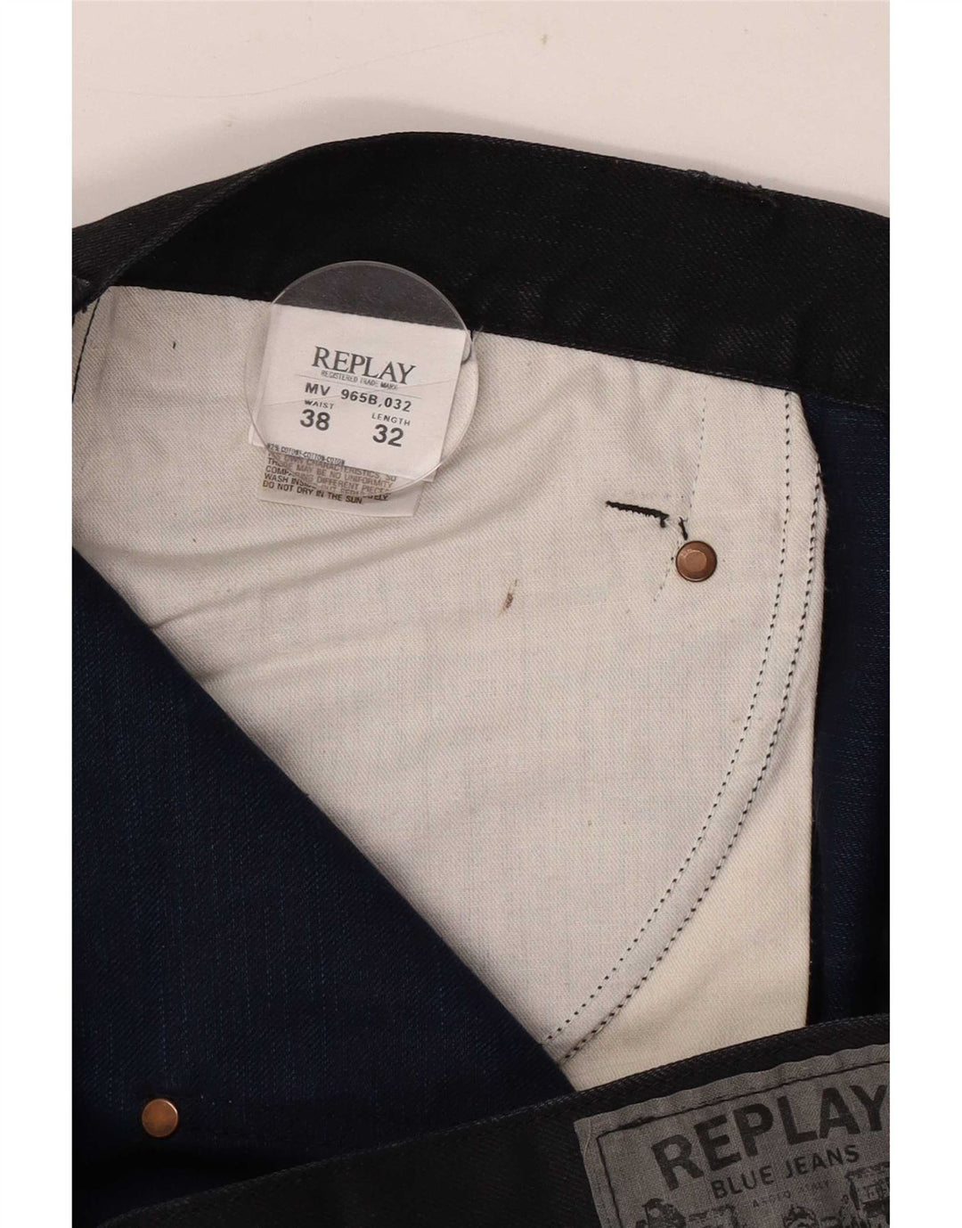 Męskie proste dżinsy Replay W38 L32, czarna bawełna