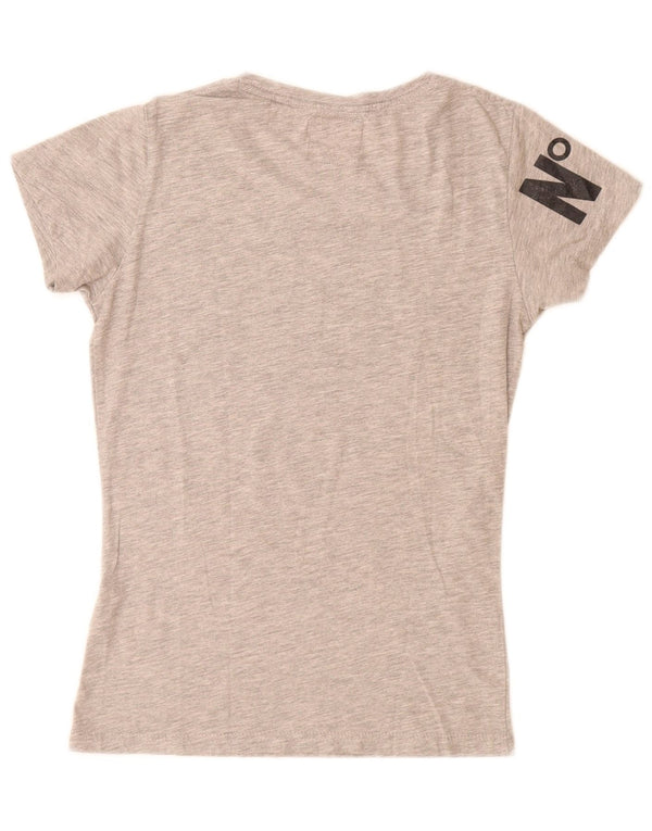 Damska koszulka z grafiką Superdry Top UK 6 XS, szara bawełna w plamki