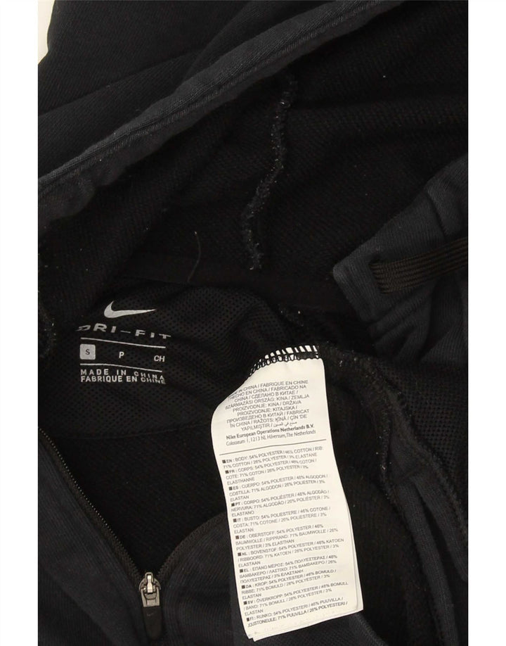 Męski sweter z kapturem i zamkiem błyskawicznym Nike Dri Fit, mały, czarny, poliestrowy