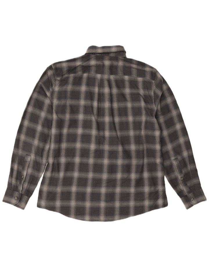Męska koszula flanelowa Eddie Bauer, duża, granatowa, poliester w kratę