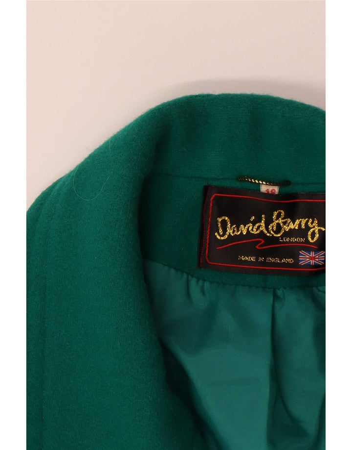 David Barry damski płaszcz zapinany na 3 guziki UK 18 XL zielony, nowa wełna