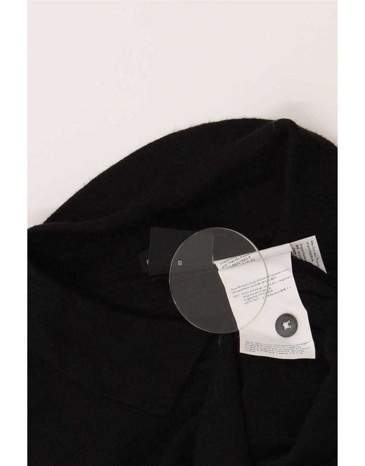 Męski sweter polo Hugo Boss, mały, czarny, z dziewiczej wełny