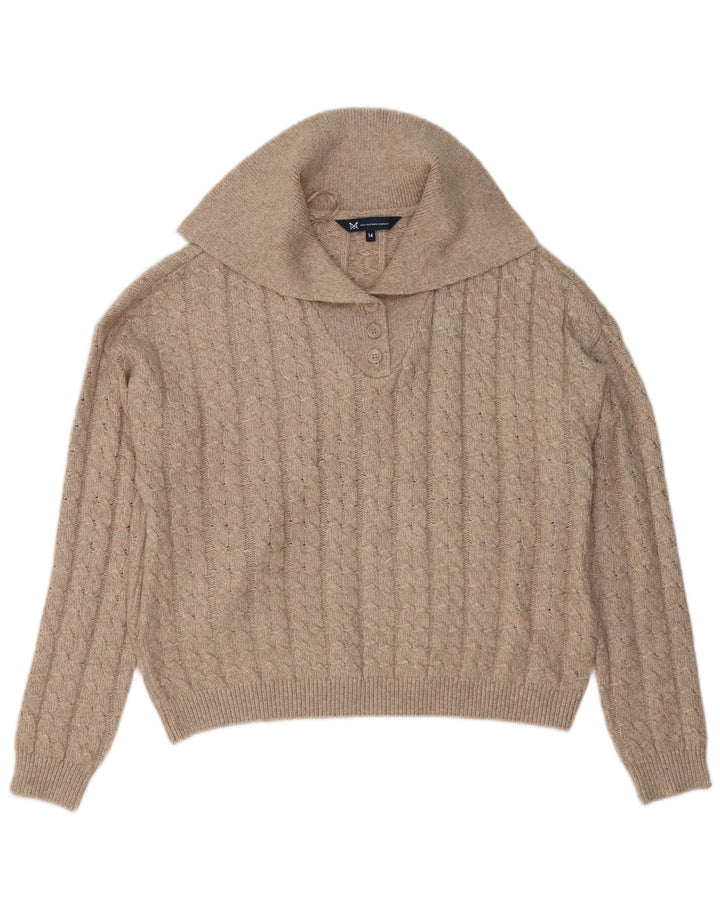Crew Clothing Damski sweter z golfem UK 14, średni beżowy poliester
