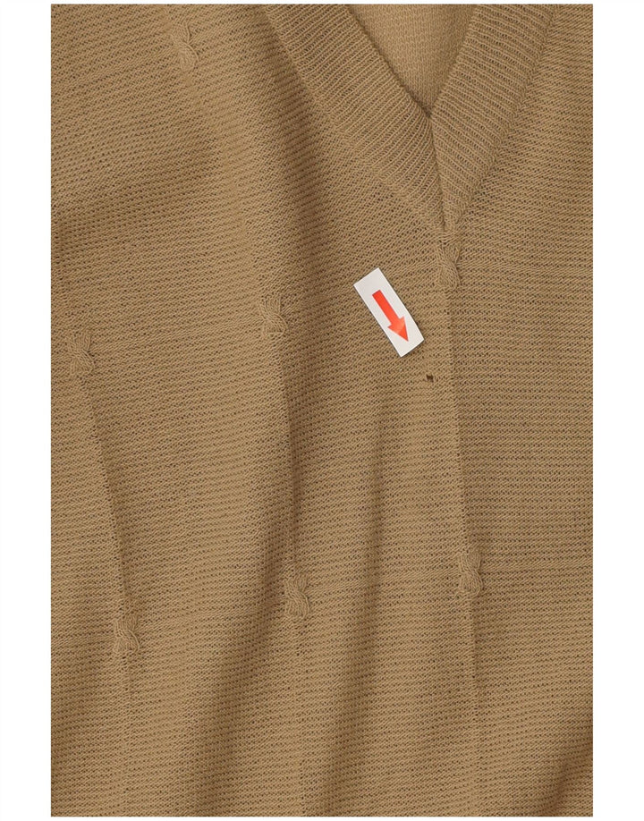 Sweter damski VINTAGE z dekoltem w kształcie litery V, UK 12, średni beż