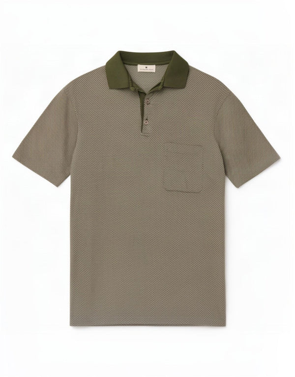 Męska koszulka polo Ermenegildo Zegna IT 52, duża, khaki, geometryczna