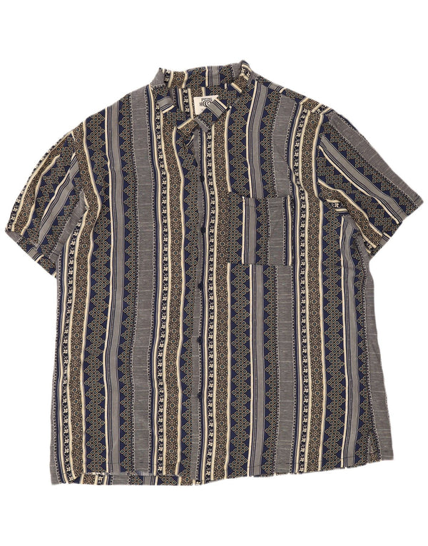 Bluzka damska z krótkim rękawem w stylu vintage, UK 22 3XL, granatowa w paski