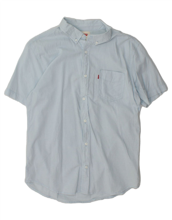 LEVI'S Mens Short Sleeve Shirt Medium Blue Cotton Vintage Levi's and Second-Hand Levi's from Messina Hembry 