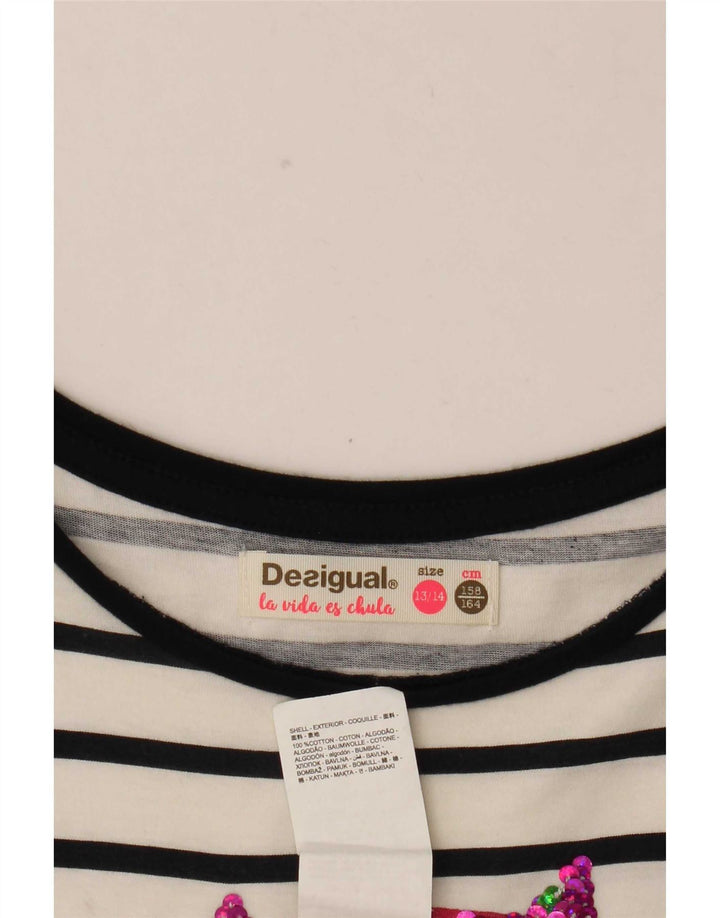 Desigual dziewczęca graficzna sukienka basic w wieku 13-14 lat, bawełniana w białe paski