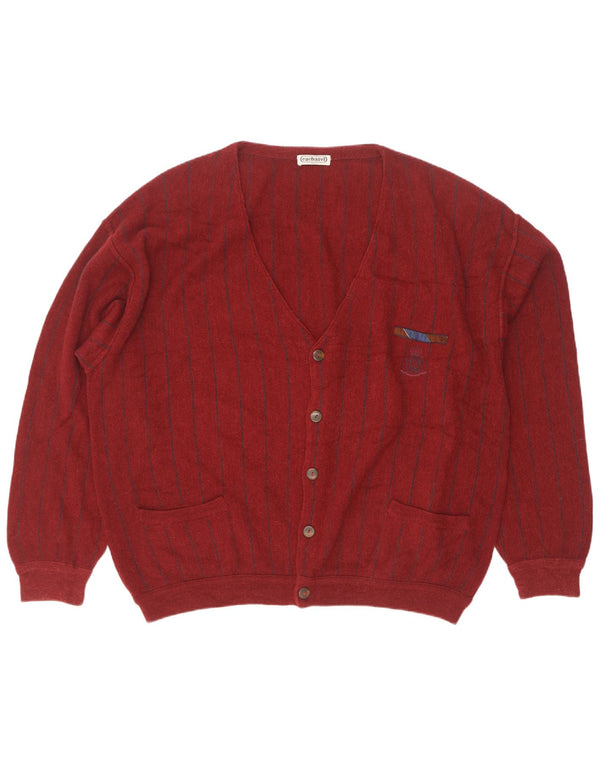 Cacharel Męski sweter rozpinany EU 56 2XL Burgundowy kaszmir w paski