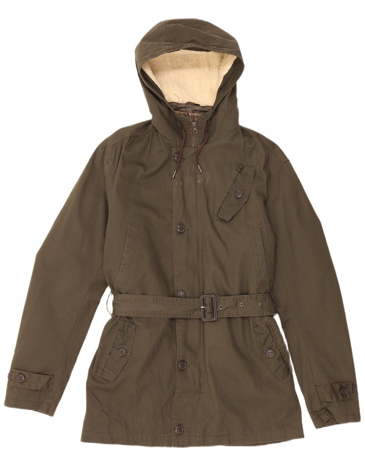 Męska kurtka parka z kapturem VINTAGE UK 40, duża, bawełniana khaki