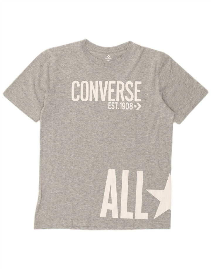 Chłopięcy T-shirt Converse z grafiką, 13-14 lat, XL, szary