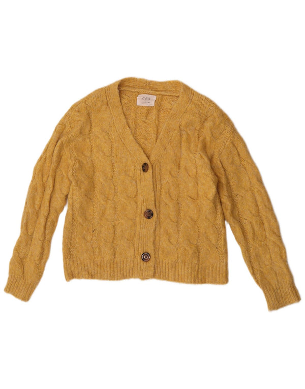 Sweter dziewczęcy Zara Cardigan 11-12 lat, żółty akryl