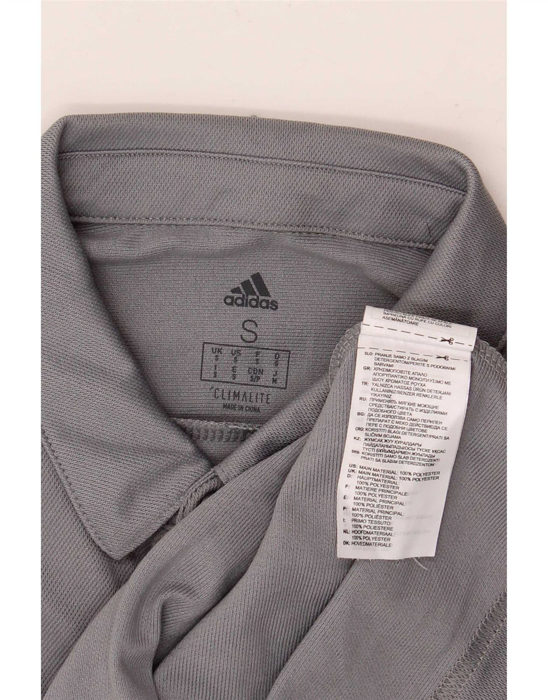 Męska koszulka polo Adidas Climalite, mała, szara, z blokami kolorów, poliester