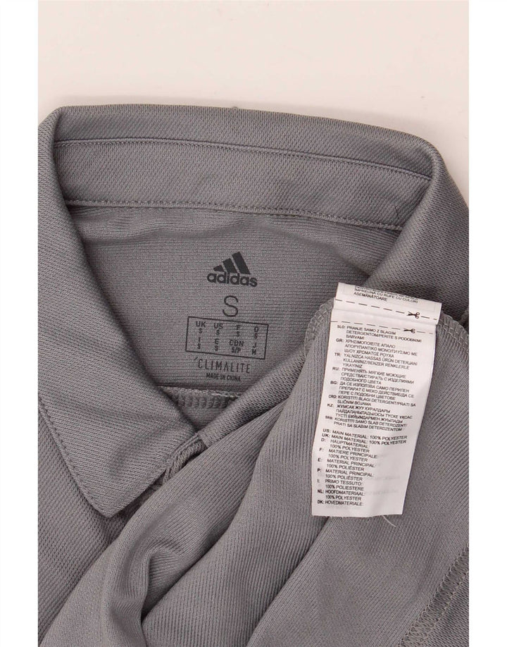 Męska koszulka polo Adidas Climalite, mała, szara, z blokami kolorów, poliester