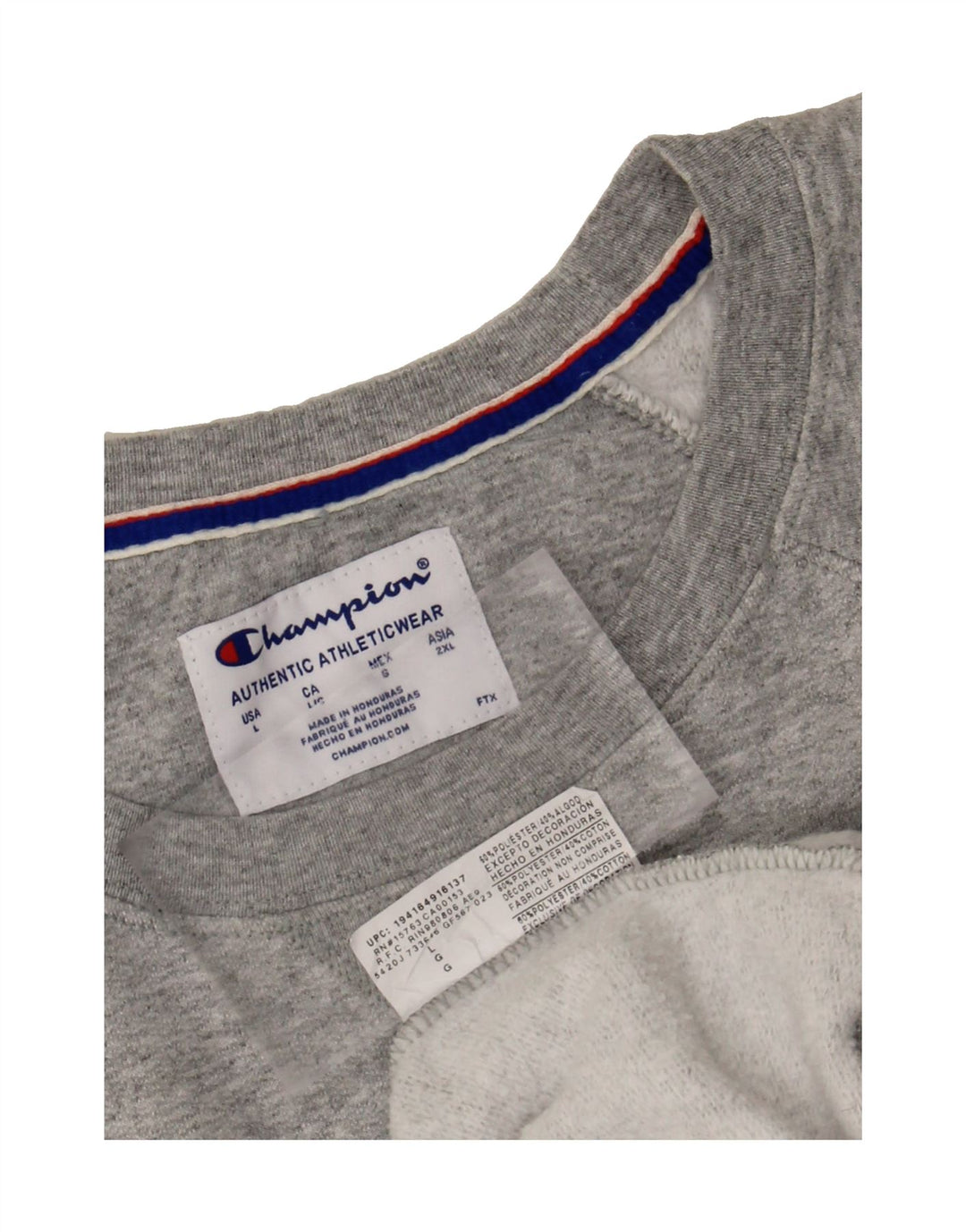 CHAMPION Mens Graphic Sweatshirt Jumper Large Grey Polyester Vintage Champion and Second-Hand Champion from Messina Hembry 