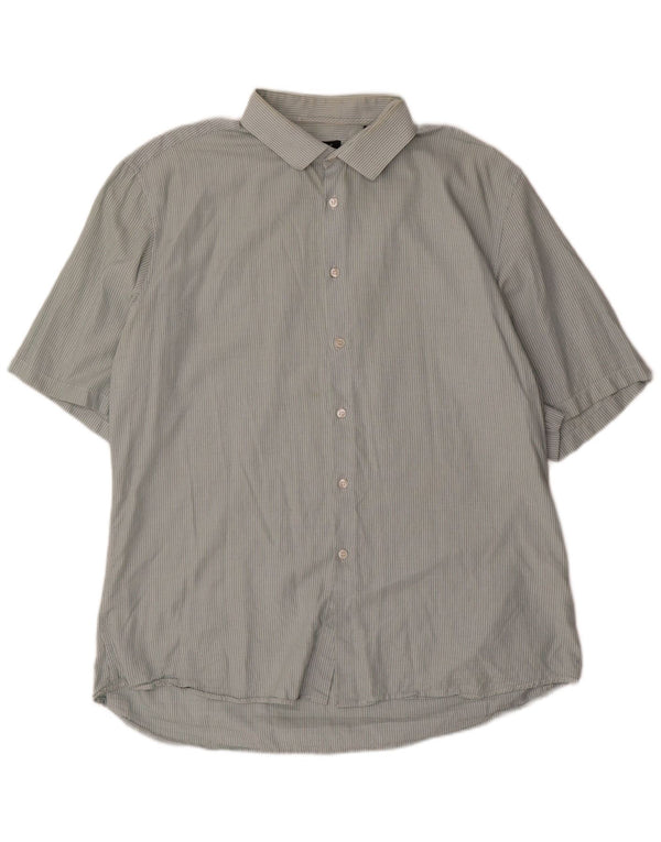Dkny Męska koszula slim fit z krótkim rękawem XL, bawełniana w zielone prążki