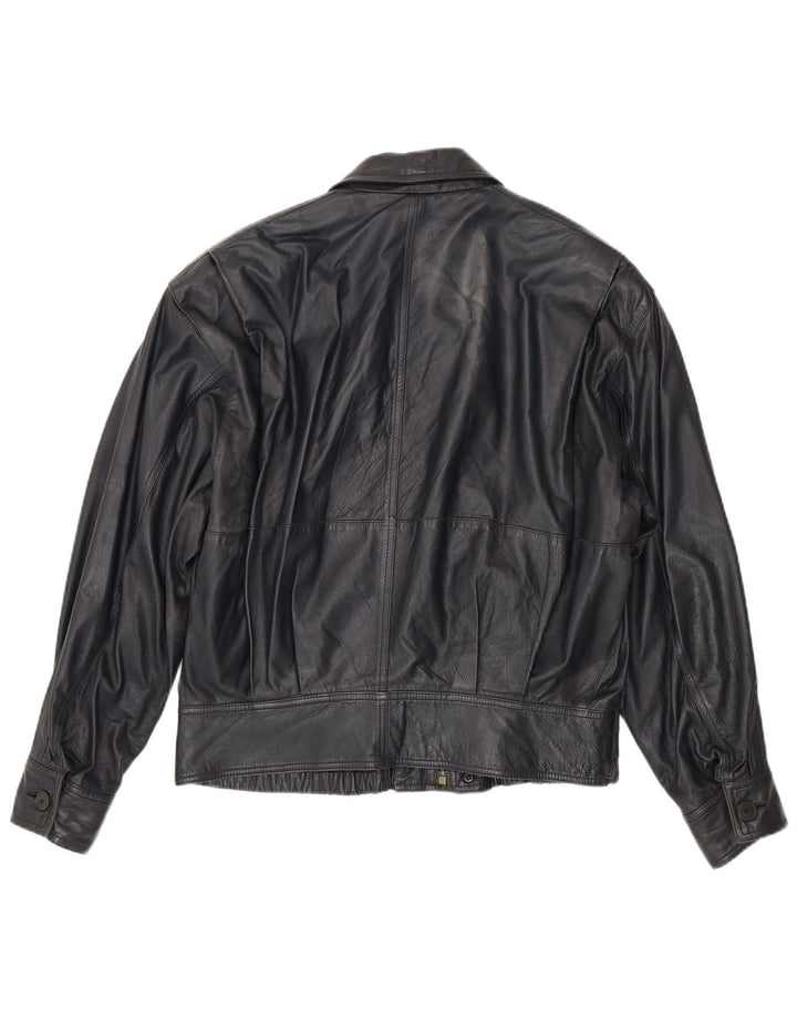 Męska kurtka skórzana Bomber La Matta UK 38, średnia granatowa skóra