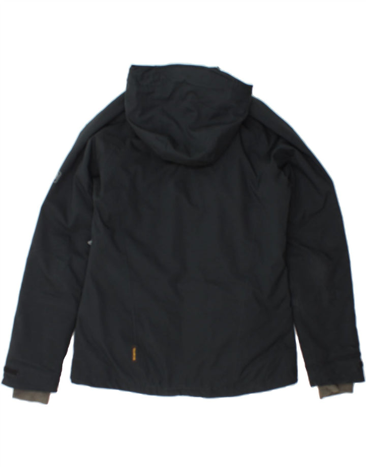 JACK WOLFSKIN Womens Hooded Rain Jacket UK 8/10 Small Black Polyester Vintage Jack Wolfskin and Second-Hand Jack Wolfskin from Messina Hembry 