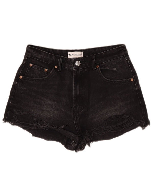 Damskie spodenki jeansowe Zara w trudnej sytuacji EU 36 XS W26, czarne, bawełniane