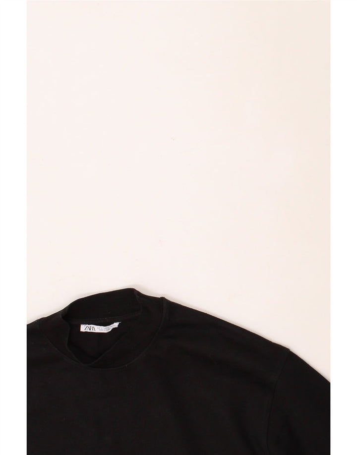 ZARA Womens Sweatshirt Jumper UK 16 Large Black Cotton Vintage Zara and Second-Hand Zara from Messina Hembry 