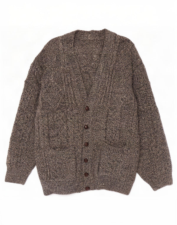 Vintage męski sweter rozpinany 2XL szara wełniana nakrapiana