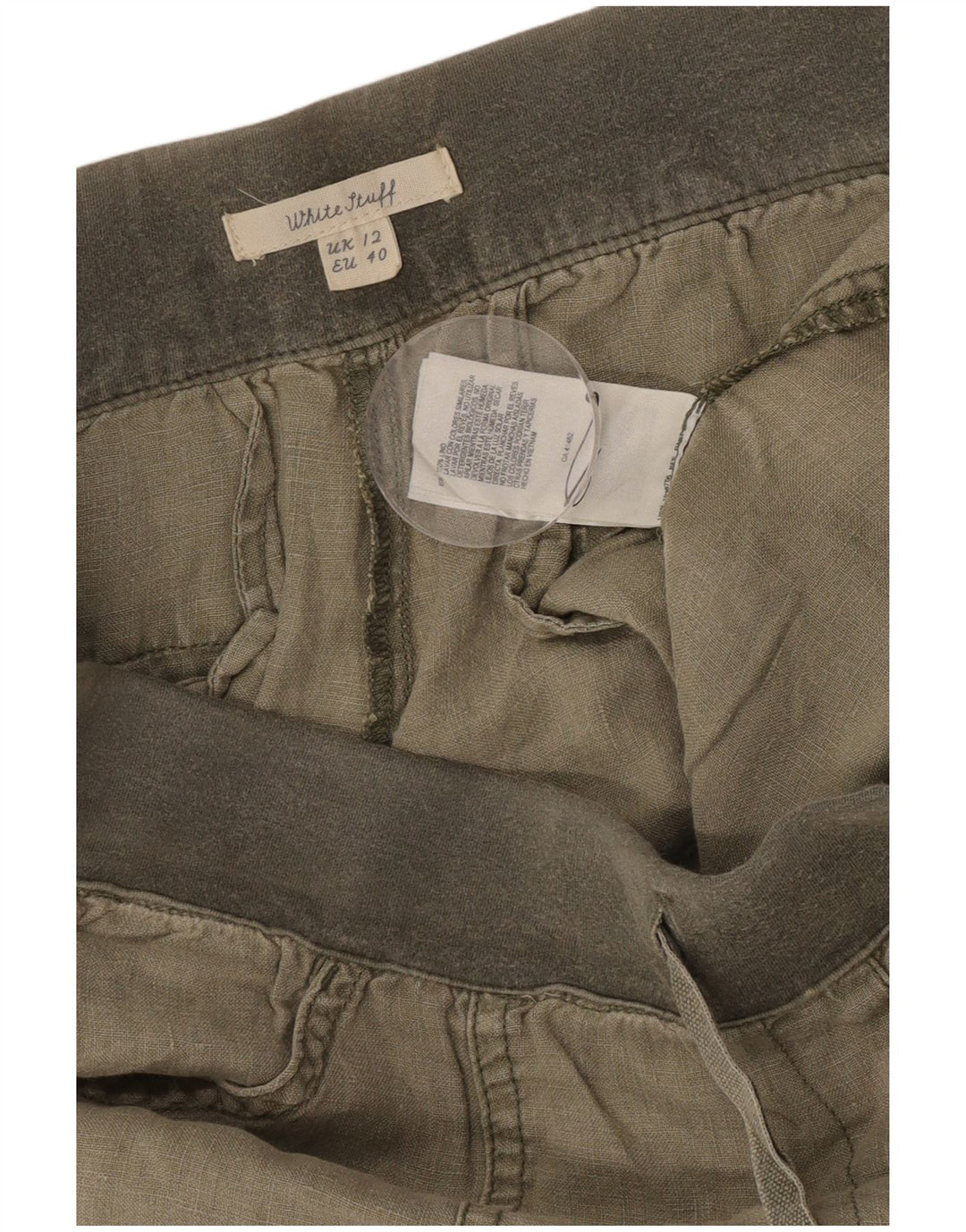 Damskie krótkie spodnie White Stuff UK 12 Medium W32 L23 Khaki Linen