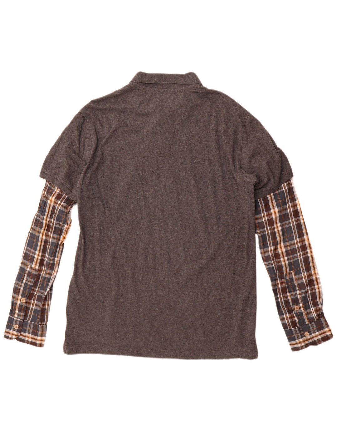 Męska koszulka polo Desigual z długim rękawem, XL, szara, bawełniana w kratkę