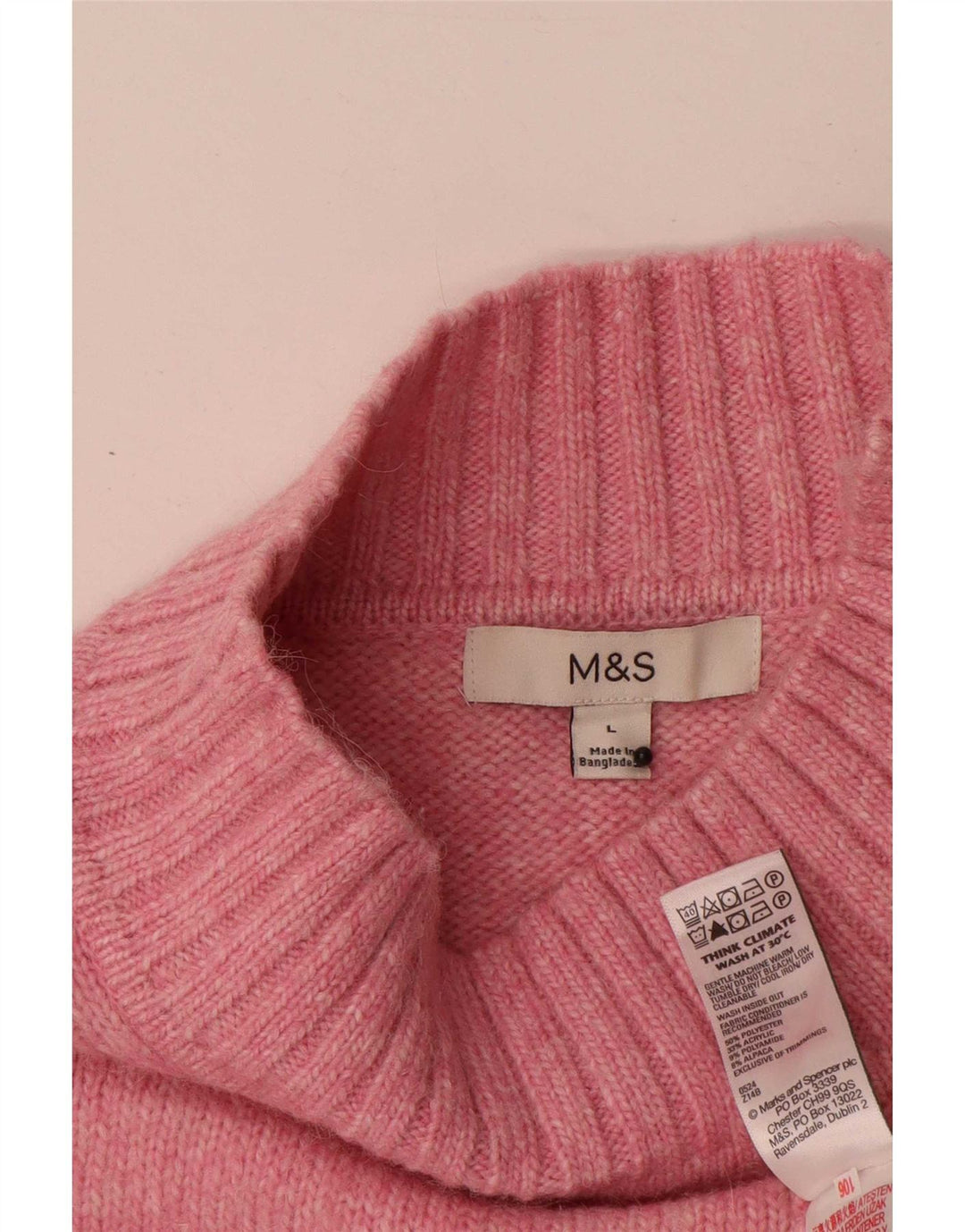 Marks & Spencer Damski sweter z golfem UK 16, duży różowy