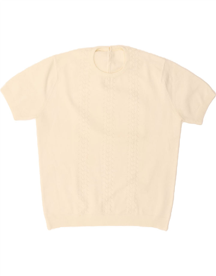 VINTAGE Womens Blouse Top UK 16 Large Off White Polyester Vintage Vintage and Second-Hand Vintage from Messina Hembry 