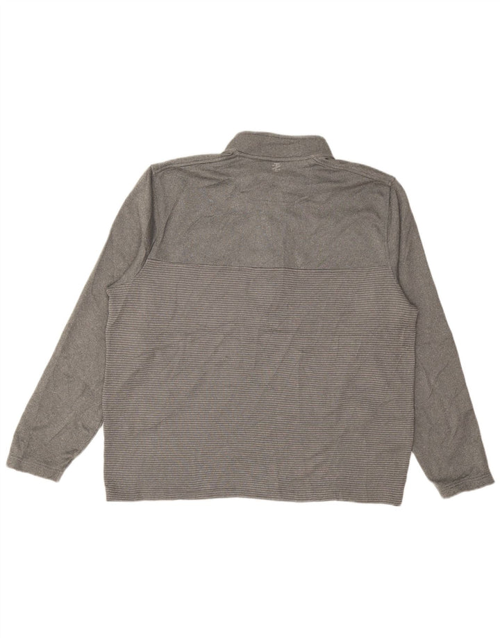 Męski sweter golfowy Izod XL, zapinany na zamek, w szare paski