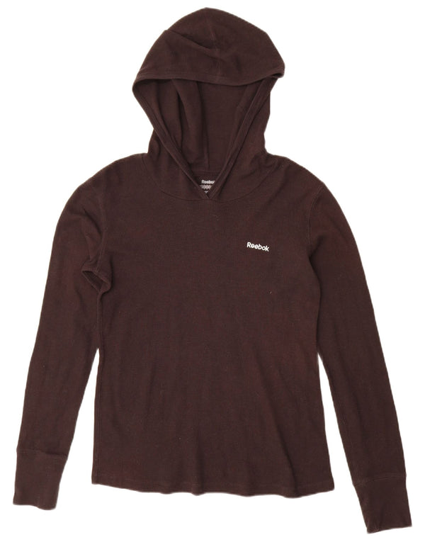 Damska koszulka Reebok z kapturem i długim rękawem, UK 12, średnia brązowa bawełna