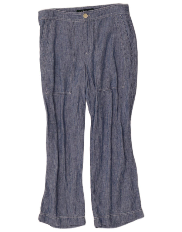 Damskie proste spodnie Ralph Lauren US 4 Small W30 L26 Niebieskie lniane