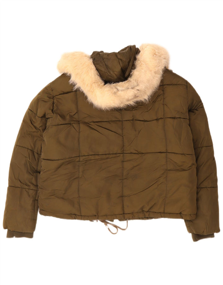 TOPSHOP Damska kurtka oversize typu oversize Sherpa Padded UK 12, średni khaki