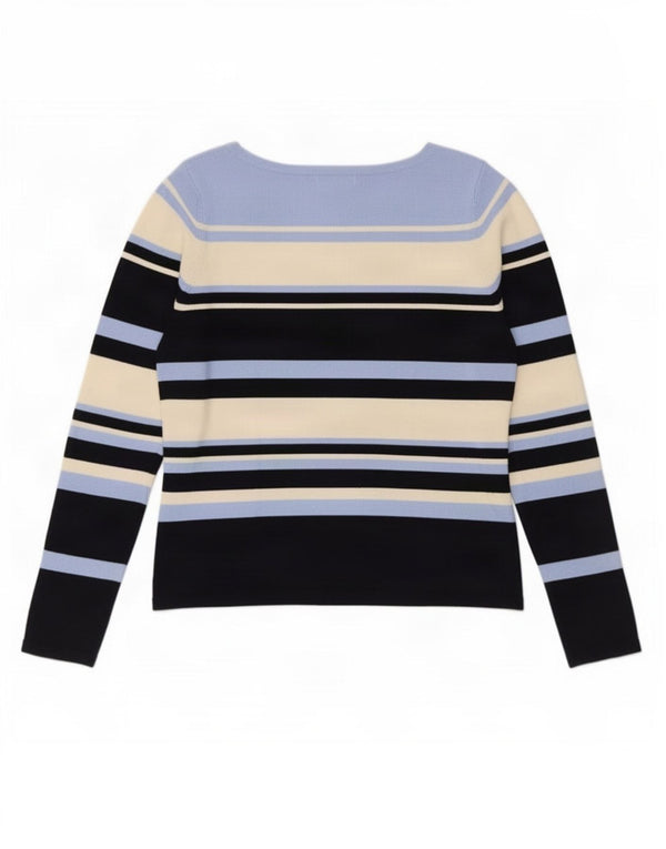 Marks & Spencer Damski sweter z dekoltem w łódkę, UK 10, w małe niebieskie paski