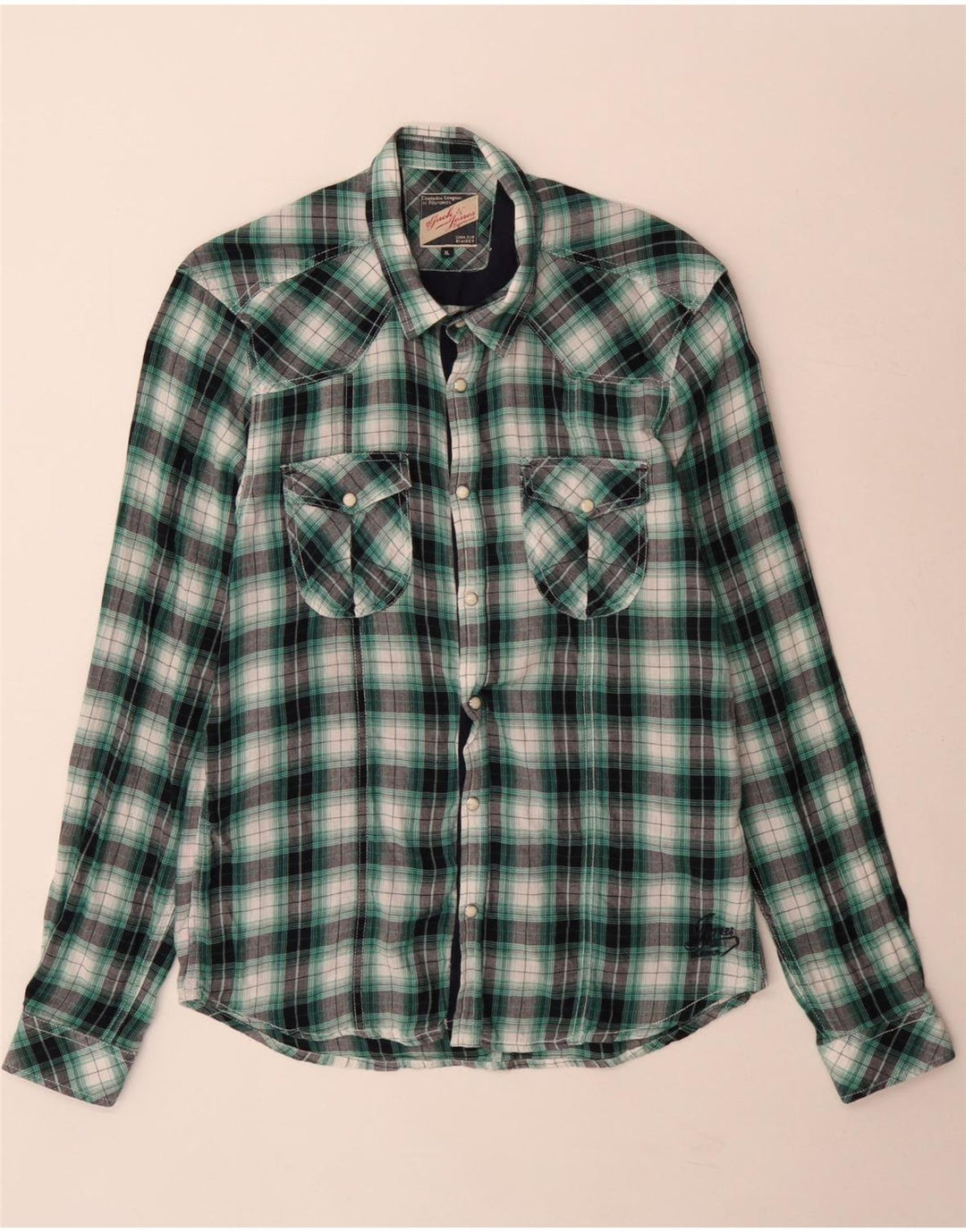 Męska koszula flanelowa Jack & Jones XL, bawełniana w zieloną kratkę