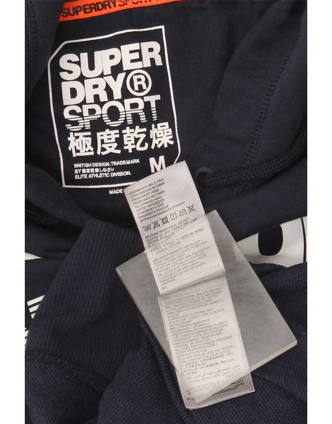 Męski sweter z kapturem Superdry z grafiką, średni granatowy, bawełniany