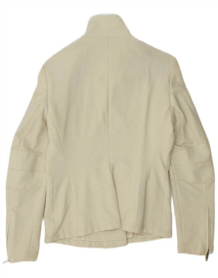 CALVIN KLEIN Womens Bomber Jacket US 6 Medium Off White Polyamide