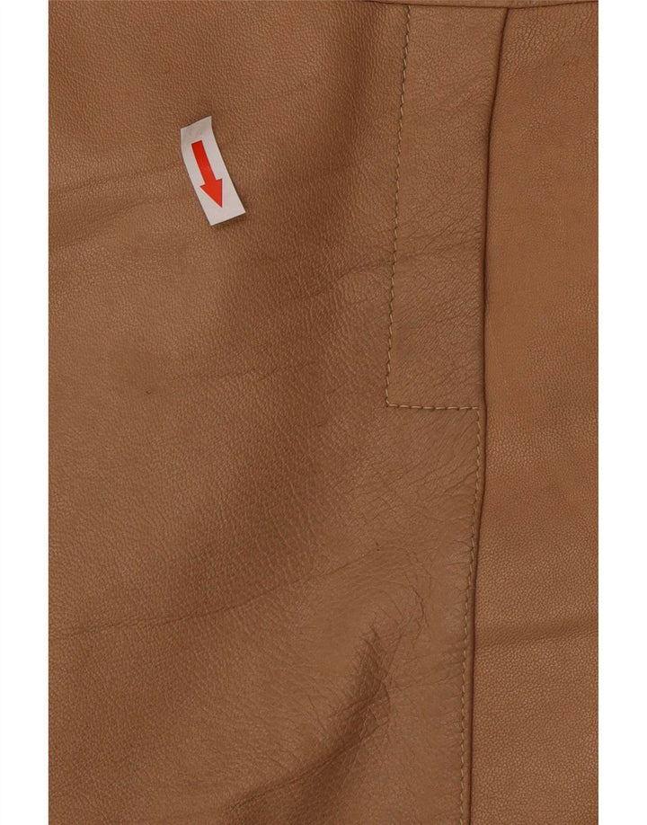 Vintage męska skórzana kurtka mała brązowa