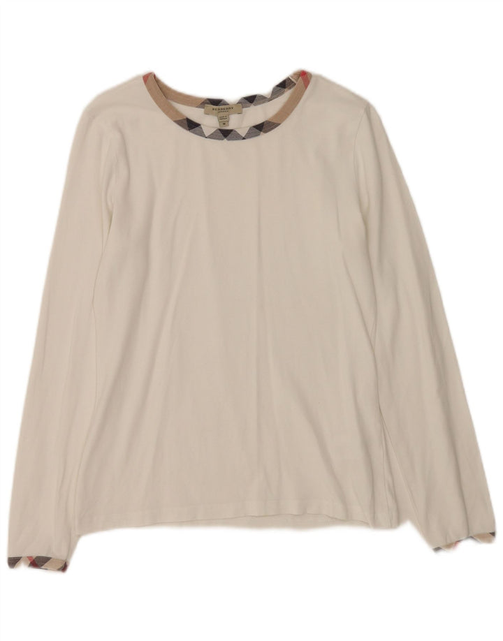 Damski top Burberry z długim rękawem, UK 12, średni biały, bawełniany