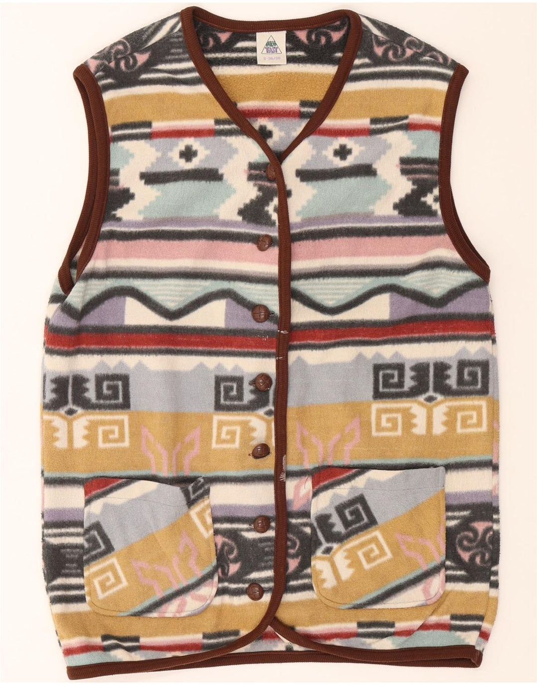 NEW FAST Womens Fleece Gilet EU 36/38 Small Multicoloured Fair Isle Vintage New Fast and Second-Hand New Fast from Messina Hembry 