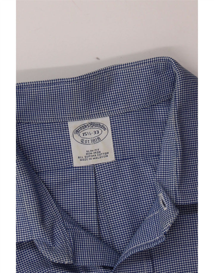 BROOKS BROTHERS Męska koszula slim fit w rozmiarze 15 1/2 Średnio niebieska pepitka