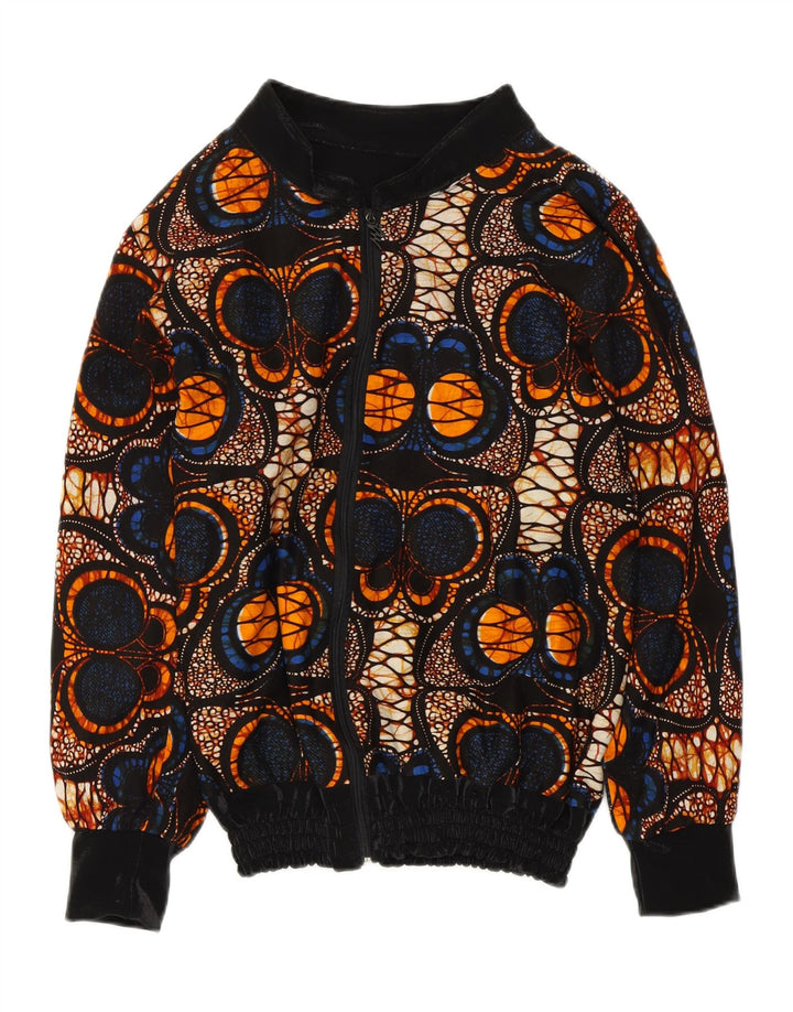 Damska kurtka bomberka VINTAGE z abstrakcyjnym wzorem UK 14, średnia, wielobarwna