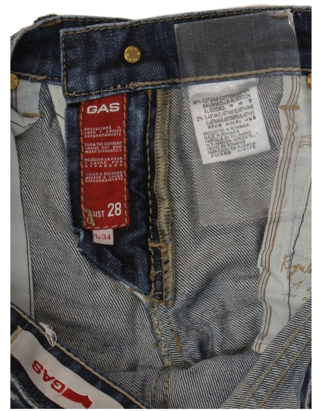 Damskie jeansy Bootcut Gas W28 L29 Niebieskie bawełniane