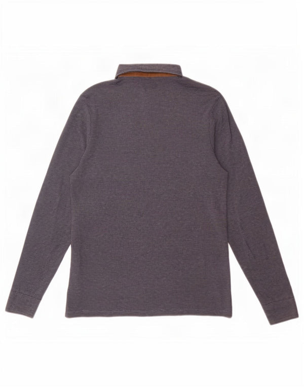 Męska koszulka polo Massimo Dutti z długim rękawem, kolor średni granatowy