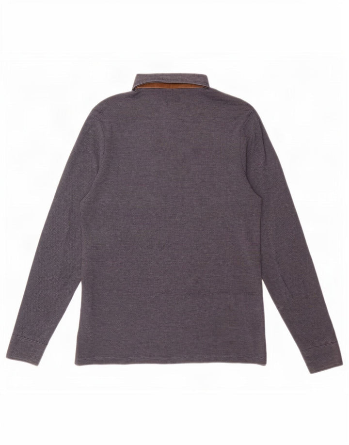 Męska koszulka polo Massimo Dutti z długim rękawem, kolor średni granatowy