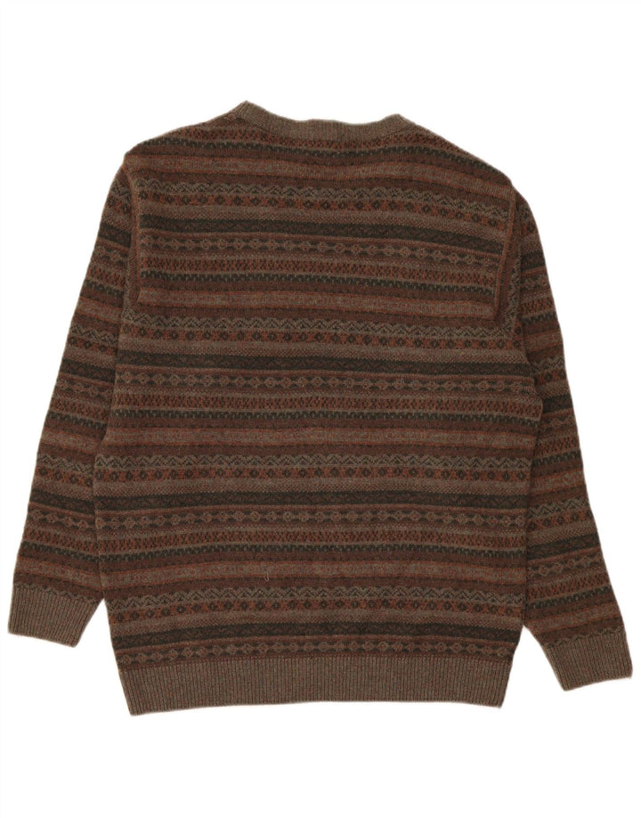 L.L.Bean Męski sweter z dekoltem w łódkę, średni khaki, Fair Isle Lambswool