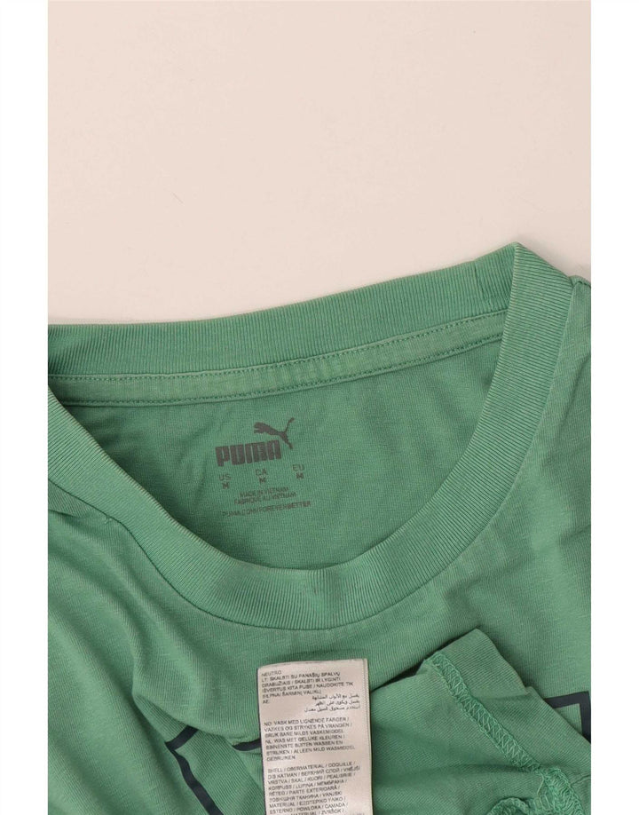 Męska koszulka z grafiką Puma, średnia, turkusowa bawełna