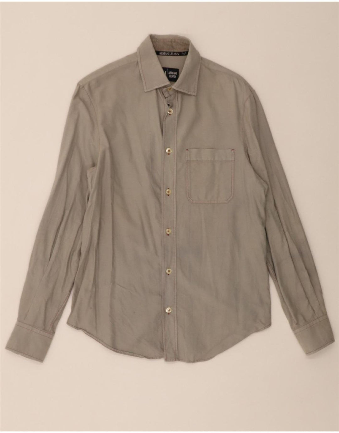 ARMANI JEANS Mens Graphic Shirt Small Grey Cotton Vintage Armani Jeans and Second-Hand Armani Jeans from Messina Hembry 