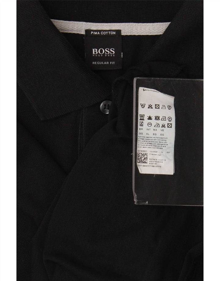 Męska koszulka polo o regularnym kroju Hugo Boss XL, czarna, bawełniana