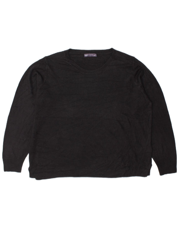 Marks & Spencer Damski sweter z okrągłym dekoltem UK 22 3XL Czarny akryl